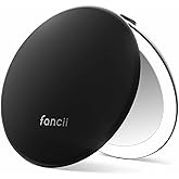 Fancii Taylor LED Lighted Travel Makeup Mirror, Rechargeable with 10x/1x Magnifying & 3 Light Settings - Compact, Portable, Large 5” Wide Hand Mirror for Handbag and Purses (Black)
