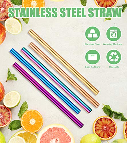 INHDBOX Strohhalm Edelstahl, Bubble Tea Strohhalme,5 Stück Extra breite Metall Strohhalm wiederverwendbare, 21.5cm… – Bild 5