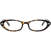 DreamCalf Cat Eye Office-Siren Fake Glasses Small Bayonetta Y2K Blue Light Glasses with Non-Prescription Lenses for Womens