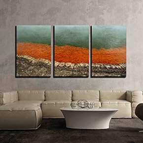 3 Piece Canvas Wall Art - Champagne Pool, Wai-O-Tapu Thermal Wonderland - Modern Home Art Stretched and Framed Ready to Hang - 16"x24"x3 Panels
