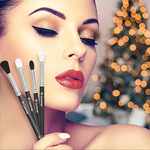 Pro Blending Brush Set - Smoky Eye Shadow Contour Kit - 4 Essential Shapes - Best Choice Crease, All Over Shader, Tapered, Soft Blender - For Shading & Blending of Eyeshadow Cream Powder Highlighter - Thumbnail 6