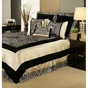 Amazon.com: 7 Piece Golden Brown Black Zebra Print ...