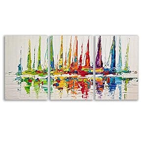 Wall26-3 Plane Canvas Wall Art-Abstract Oil Painting-Giclee Painting Wall Bedroom Living House Decoration Home Art - 16"x24" x 3 Panels