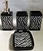 WPM 17 Piece Bath Accessory Set- Black Zebra Shower Curtain with Decorative Rings + Bathroom Accessories Set