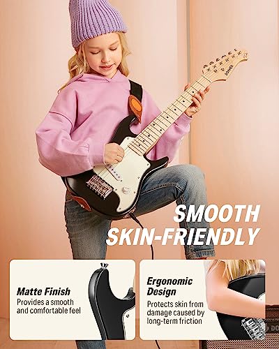 Donner 30 Inch Kids Electric Guitar Beginner Kits ST Style Mini Electric Guitar for Boys Girls with Amp, 600D Bag, Tuner, Picks, Cable, Strap, Extra Strings, DSJ-100, Black