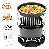 Air Fryer Accessories, Air Fryer Parts for Phillips and Gowise Deep Hot Air Fryer, Complete Air Fryer Accessories with Cake Barrel, Pizza Pan, Silicone Mat, Skewer Rack, Metal Holder Included.