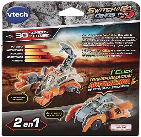 - Switch&Go Dinos OneClick, Veneno el escorpión blindado, Dinosaurios y Figuras de acción, Juguete transformable en 1click 2en1 Dino-Car, para niños +3 años, Versión ESP