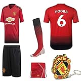 Manchester United Pogba Lukaku Alexis 2018 19 Kid Replica Jersey Kit : Shirt, Short, Socks, Bag, PVC Key (Please Check Sizing Measurements!!!)