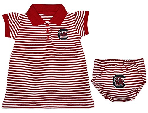 University of South Carolina Gamecocks Striped Game Day Dress with Bloomer,Garnet,3-6 Months