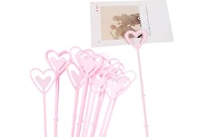 MIDREMER 80Pcs Plastic Floral Pick Card Holders, 9" Pink Heart Stick Straight Craft Card Clips for Floral Arrangement Flower Packaging Bouquet Accessories Birthday Wedding Valentine's Day Decoration