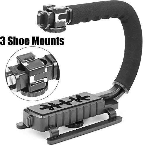 Camera Stabilizer Handle Grip Triple 3 Shoe Mount Camcorder Stabilizer
