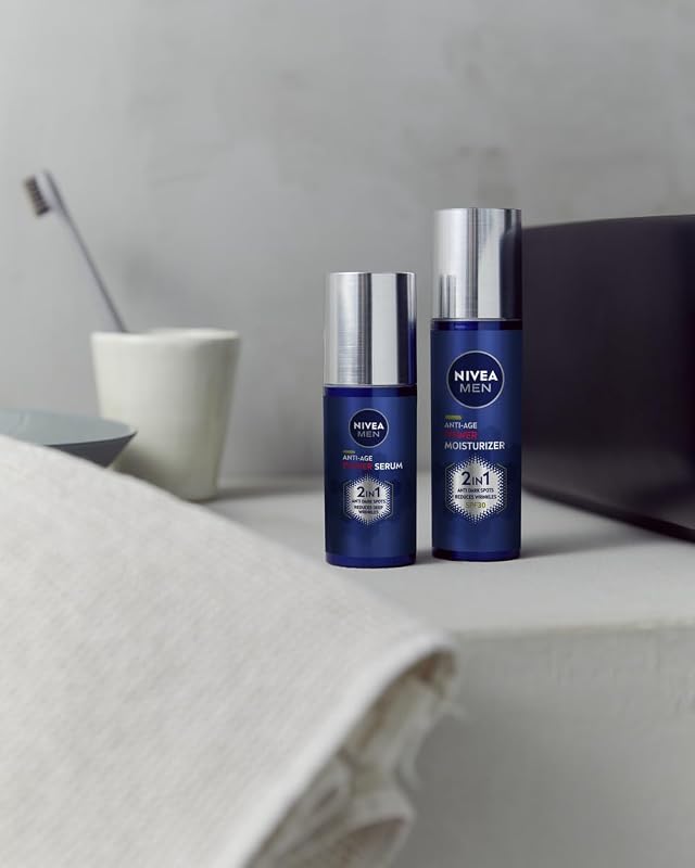 POWER Serum Antietà 2 in 1 Antimacchia e Antirughe (1 x 30 ml), Siero facciale con Luminous 630 da uomo, crema sierum antimacchia con acido ialuronico