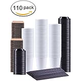Kindpack Disposable Coffee Cups 12 oz,110 Count,With Lids Sleeves and Straws,Durable White Paper Hot Cup Perfect for Coffee, Cappuccino or Latte