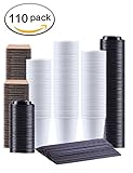 Kindpack Disposable Coffee Cups 12 oz,110 Count,With Lids Sleeves and Straws,Durable White Paper Hot Cup Perfect for Coffee, Cappuccino or Latte