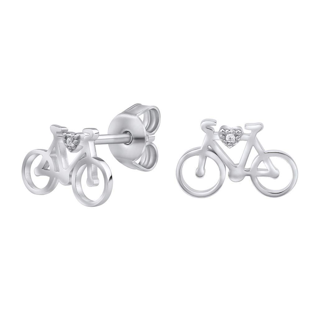 SILVEGO - MW14247 - Women 925 Sterling Silver Earrings Bicycle