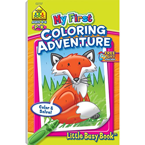 School Zone My First Coloring Fun Workbook: 48 Pages, Pre-K, Preschool, Kindergarten, Numbers, Counting, Letters, Alphabet, Shape Identification, Ages 3 to 6 (Little Busy Book Series)
