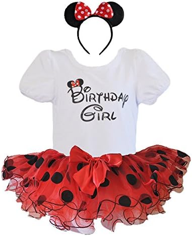 1st 2nd 3rd 4th 5th 6th Birthday Girl Shirt with Polka Dot Tutu and Headband 3 PCs Outfit Set