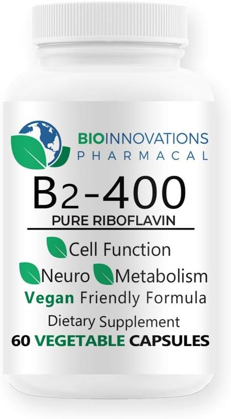 Bio-Innovations Vitamin B2 Riboflavin 400 mg, 60 Vegetable Capsules, 60 count (Pack of 1)