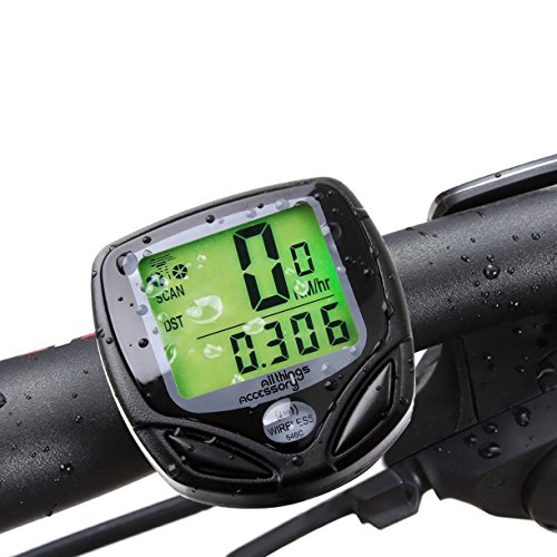 Wireless Bike Computer Odometer, AllThingsAccessory Auto Wake Waterproof LCD Speedometer - Multi Function: Speed Comparator & Average Speed & Maximum Speed & Relative Speed & Riding Time & Riding Distance & Total Riding Distance (with New Improved Features)