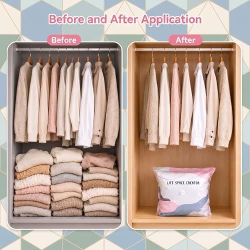4 Packs No-Pump Vacuum Storage Bags, Cube Compression Space Saver Bags, 3D photo 11