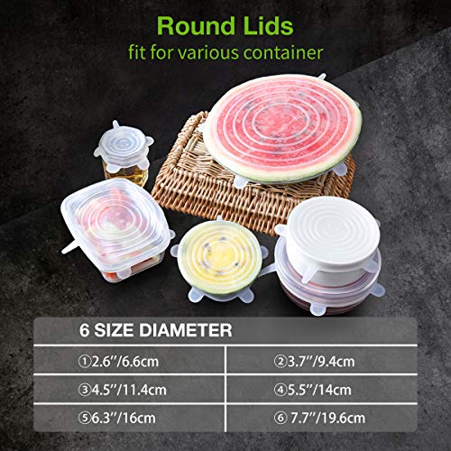 Silicone Stretch Lids Reusable, Godmorn 12 pack Round + Rectangle, Food Storage Silicone Lids Cover for Container Bowl Cup Pot Pan Dish Can,Freezer Microwave and Dishwasher Safe, Keep Fresh - Thumbnail 2