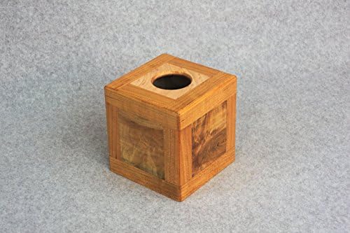 Tissue Box Cover - Handmade Wooden Square Handmade Tissue Box Cover Constructed from Burl Maple and Cherry Trim for cubed box of Kleenex® 80 2-Ply tissues or the Puffs® 56 2-Ply tissues