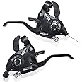 LITEONE Bicycle Brake Levers Shifter 3x8 24 Speed Shifter with Gear Indicator and V Brake Cable for Moutain Bike, Road Bike, MTB, BMX, Fixie Gear, Cycling