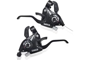 LITEONE Bicycle Brake Levers Shifter 3x8 24 Speed Shifter with Gear Indicator and V Brake Cable for Moutain Bike, Road Bike, MTB, BMX, Fixie Gear, Cycling