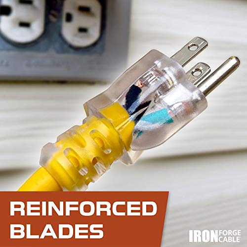 IRON CABLE 3 Foot Lighted Outdoor GFCI Extension Cord with 3