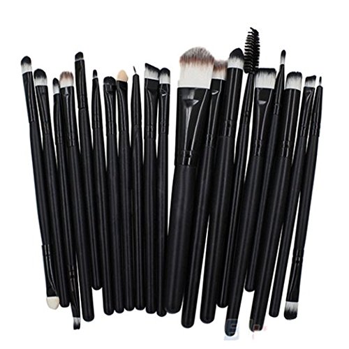MELADY20pcs Multi-function Pro Cosmetic Powder Foundation Eyeshadow Eyeliner Lip Makeup Brushes Sets (Black)