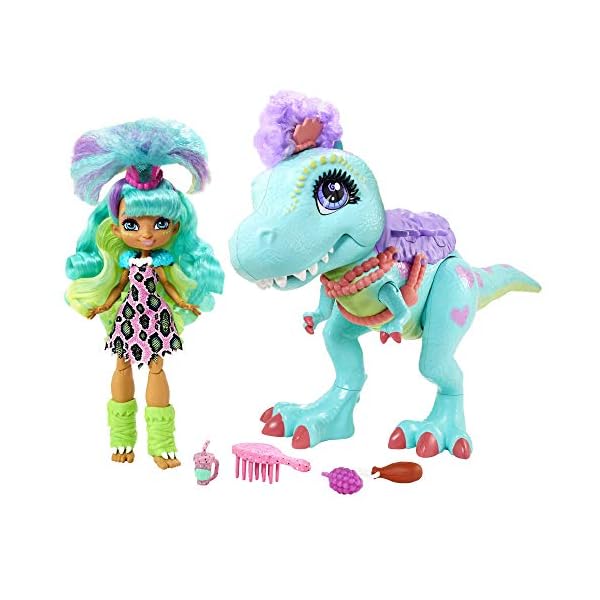 Cave-Club-Rockelle-Tyrasaurus-Doll-Figure Cave Club Rockelle Doll and Tyrasaurus Dinosaur Pal Playset with Accessories, Gift for 4 Year Olds and up
