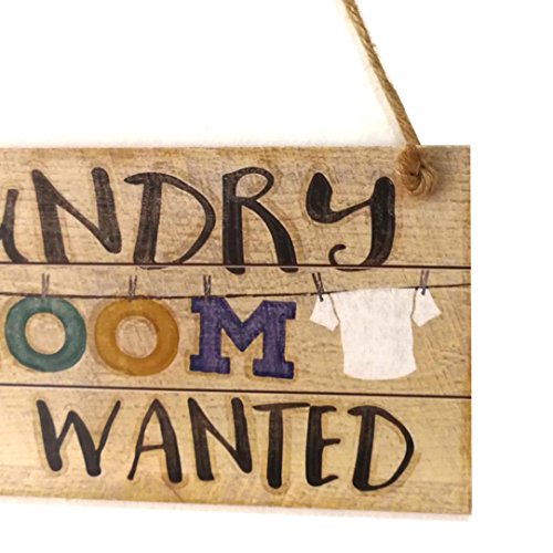 Matoen Wooden Laundry Room Wall Door Hanging Sign Plaque Pendant Prompt Decoration (E)