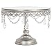 Amalfi Decor Cake Stand, Mirror Top Round Metal Pedestal Holder with Crystals, Silver, 10 Inches