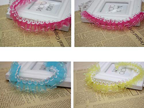 Lace - 40 Meters Pack Pleat Ruffle Lace Trim Fold Mesh Trimming Gauze Ribbon Diy Material - Hospital Baby Leggings Stretch Panties Sweater Wide Under Flowers Slip Pajama Halter Extender Pill - Thumbnail 5