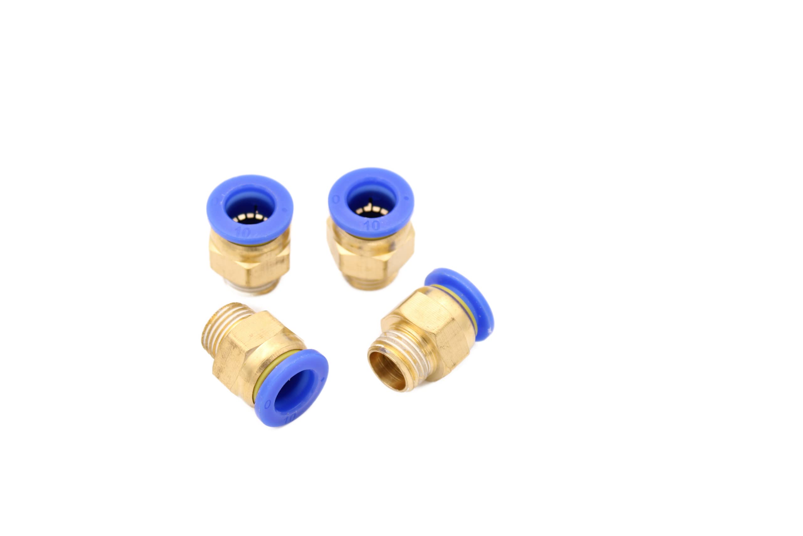 Pneumatic Push-In Quick Connect Hose Fittings Compressor Fittings R 1/4 Inch to 10 mm IQS, Pack of 4 Push-In Compressed Air Connection Plug Connection