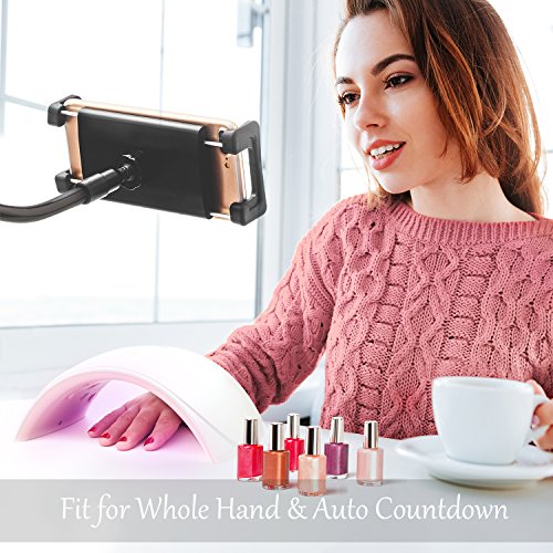UV Nail Lamp Gel Nail Polish Kit with UV Light Nail Art at Home Shellac UV Light Gel Nail Dryer LED Curing Lamp 24W with 2 Timer Setting Auto Count down (White UV Nail Lamp) - Thumbnail 3