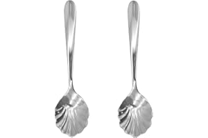 Pinenjoy 2Pcs Shell Stir Spoon 18/10(304) Stainless Steel 4.96inch Suger Spoon for Coffee, Afternoon Tea, Dessert, Espresso, 