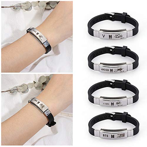 Yellow-Chimes-Kpop-BTS-Exquisite-Signature-Printing-Stainless-Steel-Silicon-Wristband-Unisex-Bracelet-for-Girls-and-Boys