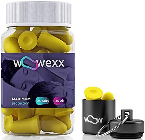 Hearing Protection Ultra Soft Foam Noise Reduction Earplugs With Aluminum Carry Case+Sleep Mask, Comfortable Ear Plugs for Sleeping Snoring Travel Shooting Sports and Power Tools, 25 Pairs