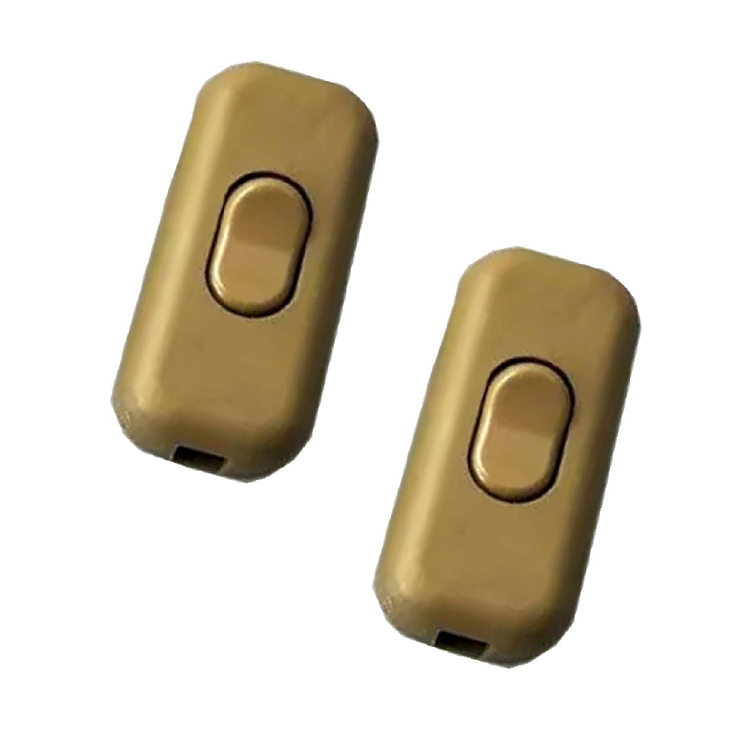 2 x Intermediate Switch Cord Switch - 2-3-Pin 6A 250V - Cord Intermediate Switch, Rocker Switch, Cable Switch, Gold
