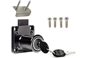 JUNRBX Drawer Lock Letter Box Lock Desktop Lock Door Lock, Model CT-138-32, ((Hole Diameter 0.75 inch / 19MM) for Door Panels with a Thickness of 27 mm-32 mm. 1pcs [Black]