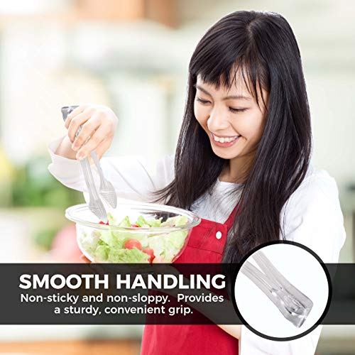 [12 Pack] Plastic Serving Tongs, 8.5 Inch Heavy Duty Disposable Utility Tongs (Clear) - Thumbnail 4