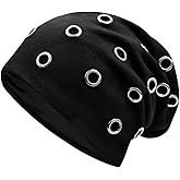 SzBlaZe Punk Metal Ring Beanie for Men & Women -Streetwear Knit Cap 56-60cm/22-24in, Machine Pressed Metal Ring Hat