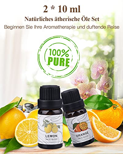 JVJH 300ml Aroma Diffuser, Metall Aromatherapie Diffusor mit 2 x10ml Ätherische Öle Set,Raumbefeuchter Elektrisch Duftlampe,7 Farbe Licht Vintage Diffusor für Home &Office
