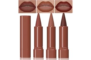 FEICUIYUN 3Pcs Matte Lip Crayon Lip Liner and Lipstick Combo Sets, Gradient Matte Lip Bar Lipstick And Lip Liner Set, Contour Gradual Ombre Effect Lip Pencil For Old Women, Long Lasting Waterproof Smudge Proof