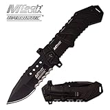 Rogue River Tactical Exclusive Mtech USA Tactical Knives Spring Assisted Folding Pocket Knife Heavy Duty Military Grade Combat with Belt Clip (Black)