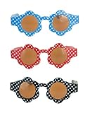 Sophia's Doll Sunglasses Pack of 3, Fits 18 Inch Girl Dolls or 15 Inch Baby Dolls | Polka Dot Flower Sunglasses in Blue, Red and Black