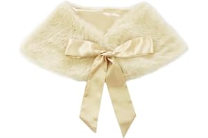 MSemis Kids Girls Fur Flower Bolero Shrug Jacket Shoulder Cape Bridesmaid Party Shawl Stole Shrug