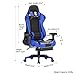KILLABEE Big and Tall 350lb Massage Memory Foam Gaming Chair - Adjustable Massage Lumbar Cushion, Retractable Footrest and 2D Arms High Back Ergonomic Racing Computer Desk Leather Office Chair (Blue1)