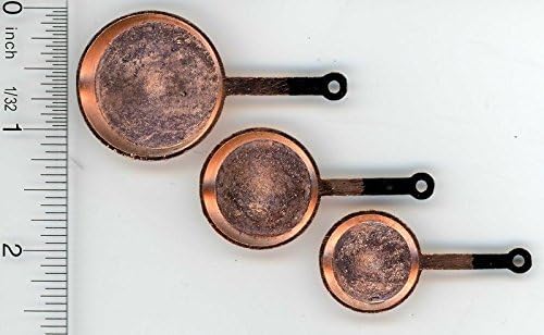 Dollhouse Miniature Set of 3 Kitchen Copper Fry Pans by Dijon Miniatures